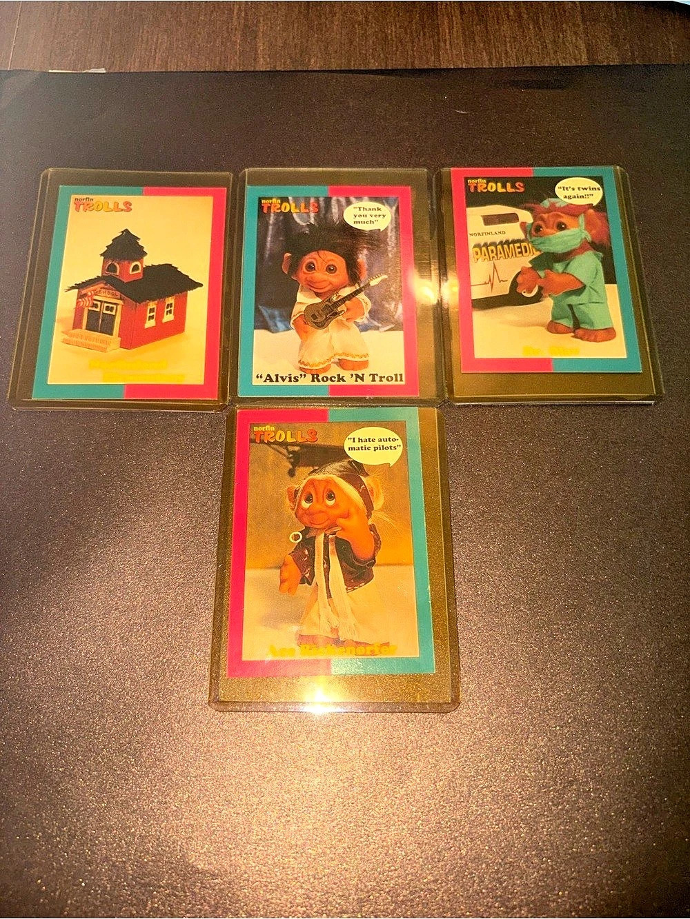1992 Norfin Trolls Series 1 Lot of 4 Prototype Trading Cards